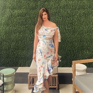 Floral Off-Shoulder Crop Top And Skirt